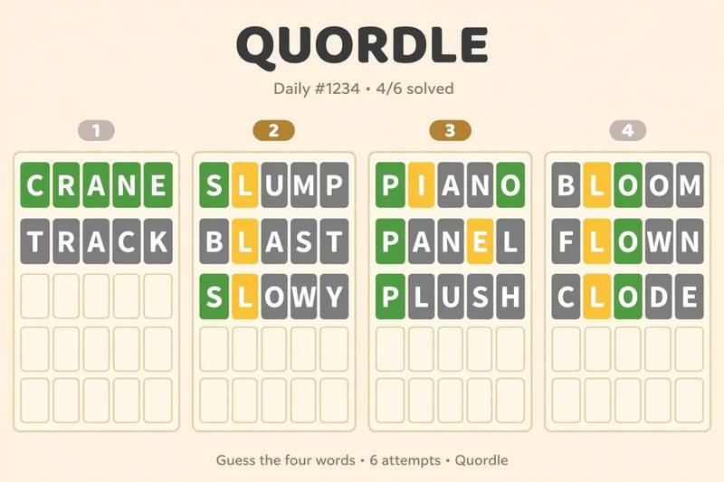 Illustration for Quordle daily hints and answers