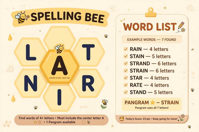 Illustration for Spelling Bee daily hints and answers